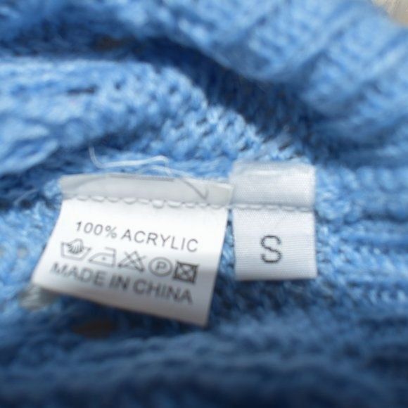 Women’s Light Blue Open Knit Sweater Size Small V Neck Lightweight Sheer - Picture 7 of 12